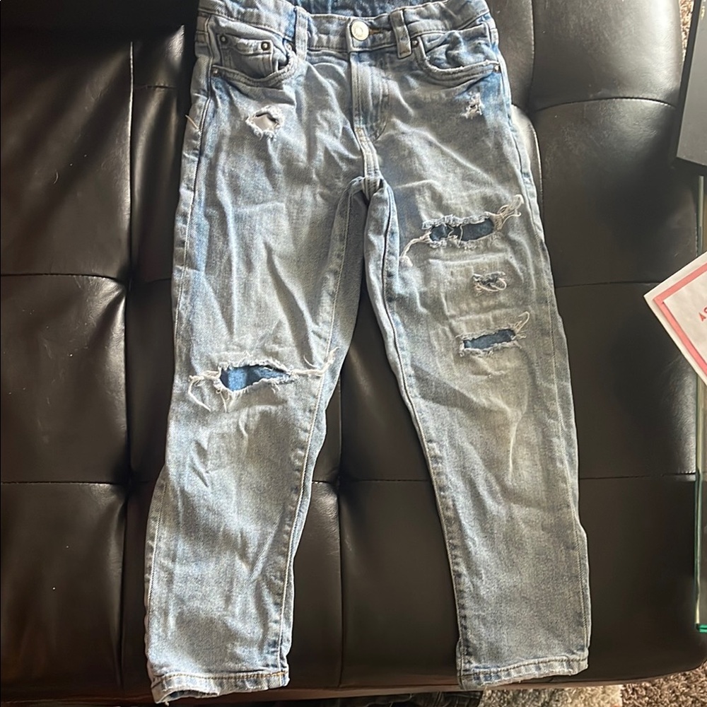 Zara Blue Relaxed Fit Distressed Jeans